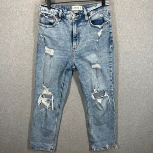 Abercrombie Fitch Jeans Women 28/6R Blue Ultra High Rise Ankle Straight Distress